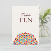 Whimsical Ivory Floral Border Wedding Table Number Kaart (Staand voorkant)