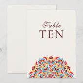 Whimsical Ivory Floral Border Wedding Table Number Kaart (Voorkant / Achterkant)