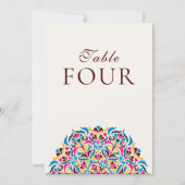 Whimsical Ivory Floral Border Wedding Table Number Kaart (Voorkant)