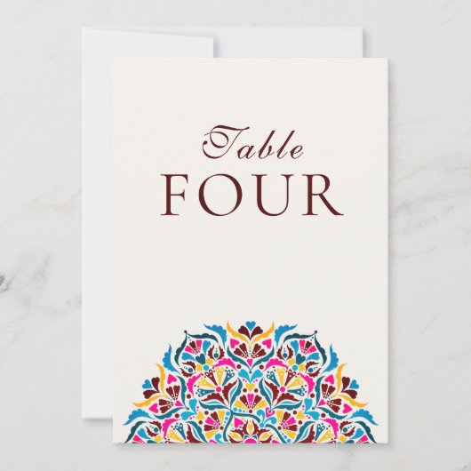 Whimsical Ivory Floral Border Wedding Table Number Kaart (Voorkant)