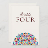 Whimsical Ivory Floral Border Wedding Table Number Kaart (Voorkant / Achterkant)