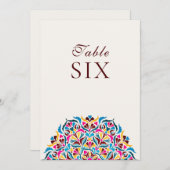 Whimsical Ivory Floral Border Wedding Table Number Kaart (Voorkant / Achterkant)