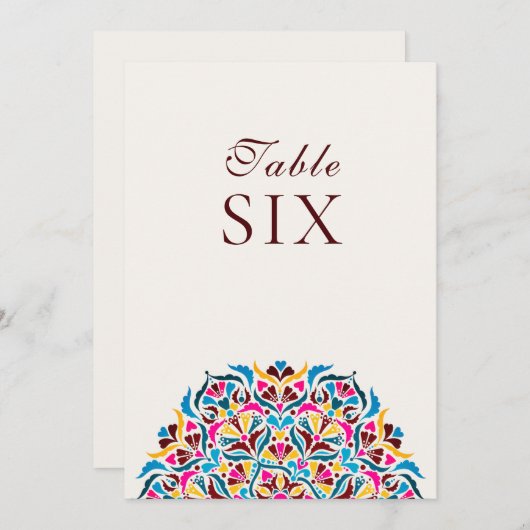 Whimsical Ivory Floral Border Wedding Table Number Kaart (Voorkant / Achterkant)