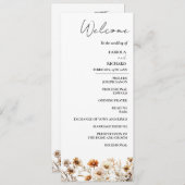 Whimsical Ivory Wildflower huwelijksprogramma Kaar Kaart (Voorkant / Achterkant)