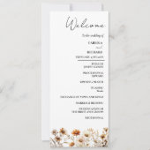 Whimsical Ivory Wildflower huwelijksprogramma Kaar Kaart (Voorkant)