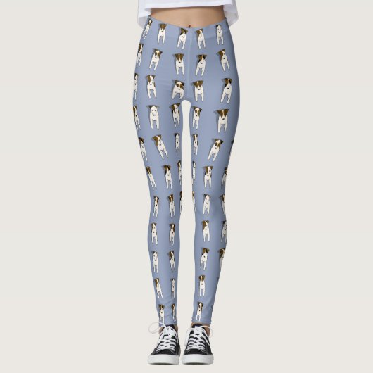 Whimsical Jack Russell patronen blauw Leggings (Voorkant)