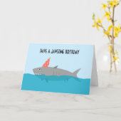 Whimsical Jawsome Shark Pun Birthday Celebration C Kaart (Gele Bloem)