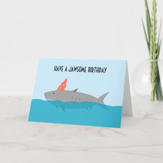 Whimsical Jawsome Shark Pun Birthday Celebration C Kaart (Voorkant)