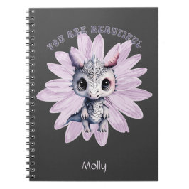Whimsical "Je bent mooi" Schattigee kleine draak Notitieboek