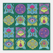 Whimsical Jewel Tones Hand getrokken Boho Donker G Behang (Voorkant)