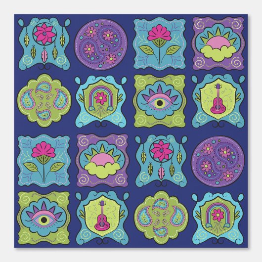 Whimsical Jewel Tones Hand getrokken Boho Lijsten Behang (Voorkant)