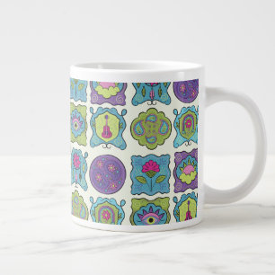 Whimsical Jewel Tones Hand getrokken Boho Lijsten Grote Koffiekop