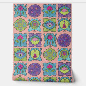 Whimsical Jewel Tones Hand getrokken Boho perzik Behang (Afrollen)