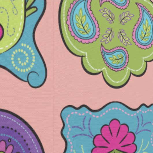 Whimsical Jewel Tones Hand getrokken Boho perzik Behang (Zoom)