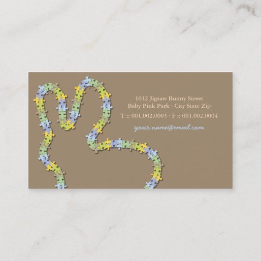 Whimsical Jigsaw Puzzel Pastel Blauw Baby Bunny Visitekaartje (Achterkant)