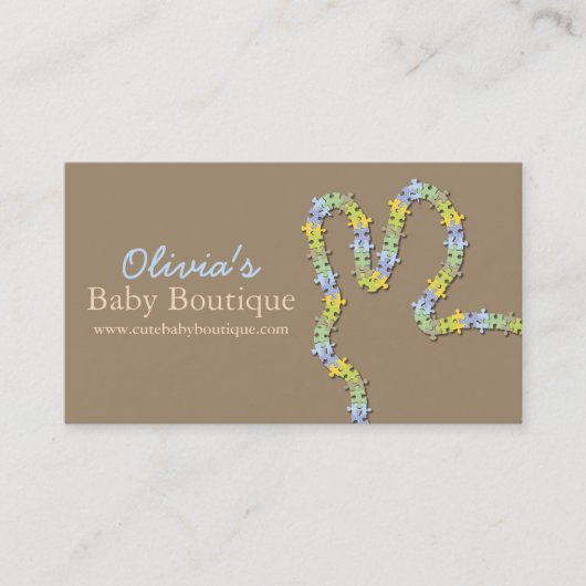 Whimsical Jigsaw Puzzel Pastel Blauw Baby Bunny Visitekaartje (Voorkant)