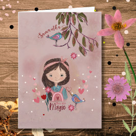 Whimsical Jij Bent Magie - Meisje & Vogels Verjaar Kaart