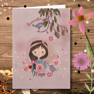 Whimsical Jij Bent Magie - Meisje & Vogels Verjaar Kaart