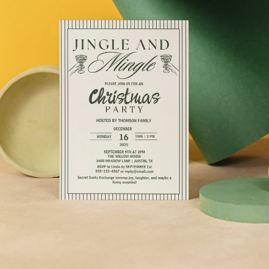 Whimsical Jingle en Mingle Kerstfeest Kaart