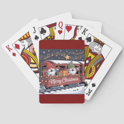 Whimsical Jolly Gnomes Musical Express Pokerkaarten (Achterkant)
