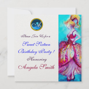 WHIMSICAL JONG MEISJE SWEET 16 FEESTJE EDELSTEEN M KAART