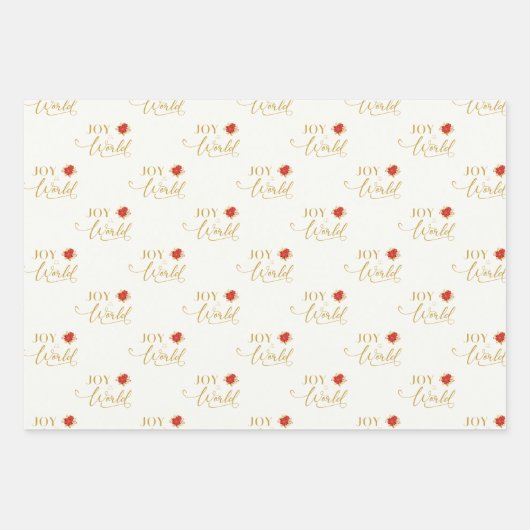 Whimsical Joy to the World Classic Poinsettias Inpakpapier Vel (Voorkant)
