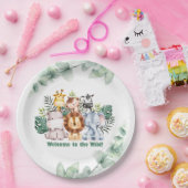 Whimsical Jungle Safari Animal Birthday Invitation Papieren Bordje (Feest)