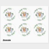 Whimsical Jungle Safari Animal Birthday Ronde Sticker (Vel)