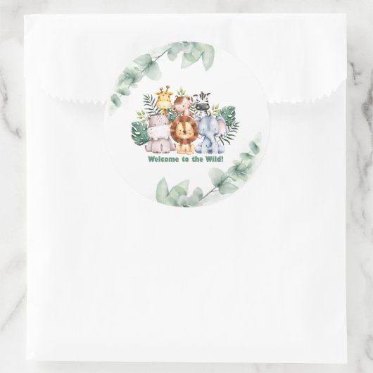 Whimsical Jungle Safari Animal Birthday Ronde Sticker (Tas)