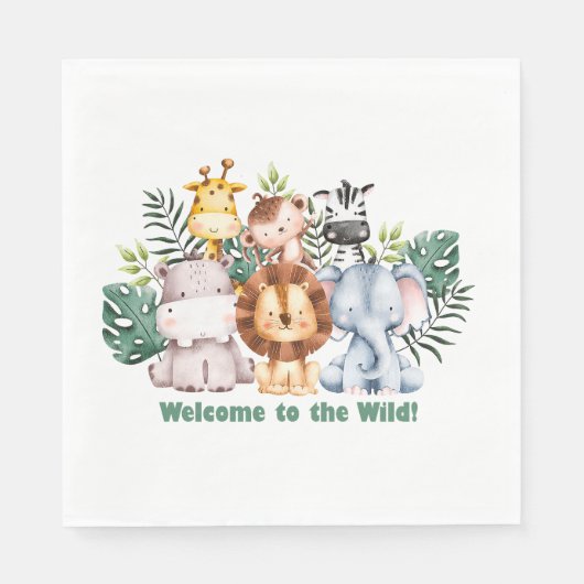 Whimsical Jungle Safari Animal Birthday Servet (Voorkant)