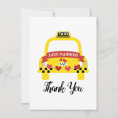 Whimsical Just Married Taxi Thank You Bedankkaart (Voorkant)