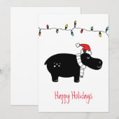 Whimsical-Kaarten met Kerstmis Hippo (Voorkant / Achterkant)