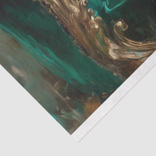 Whimsical Kalf op Emerald Sofa Decoupage Tissuepapier (Detail)