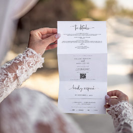 Whimsical kalligrafie Elegante bruiloft Drieluik Uitnodiging