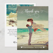 Whimsical kalligrafie foto bruiloft dank u kaart (Voorkant / Achterkant)