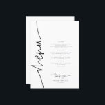 Whimsical kalligrafie Modern bruiloft diner Menu<br><div class="desc">Where Dreams Meet Elegance Verhoog uw speciale dag met ons betoverende ensemble van briefpapier, zorgvuldig vervaardigd om uw bruiloft te voorzien van gratie en gratie. Van delicate uitnodigingen tot prachtige plaatskaarten, dit collectie is een symfonie van ingewikkelde kalligrafie en tijdloos design. Creëer is een feest dat uniek is voor jou,...</div>