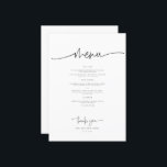 Whimsical kalligrafie Modern bruiloft diner Menu<br><div class="desc">Where Dreams Meet Elegance Verhoog uw speciale dag met ons betoverende ensemble van briefpapier, zorgvuldig vervaardigd om uw bruiloft te voorzien van gratie en gratie. Van delicate uitnodigingen tot prachtige plaatskaarten, dit collectie is een symfonie van ingewikkelde kalligrafie en tijdloos design. Creëer is een feest dat uniek is voor jou,...</div>