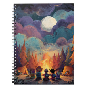 Whimsical kampvuur Volle Maan Notitieboek