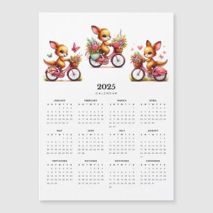 Whimsical Kangaroos Fietsen 2025 Magneet Kalender
