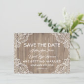 Whimsical Kanten Oude Schuur Bruiloft Save The Date (Staand voorkant)