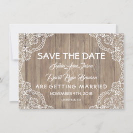 Whimsical Kanten Oude Schuur Bruiloft Save The Date