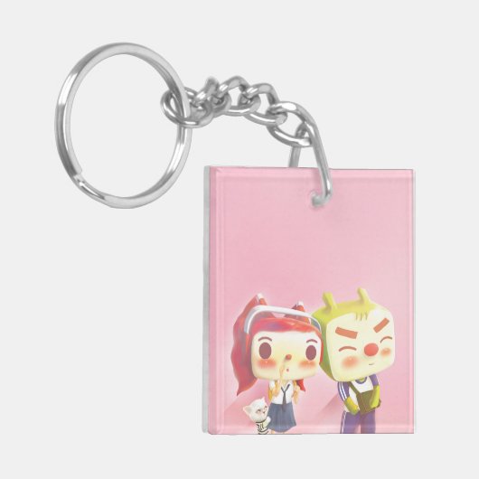 Whimsical Karakters met Kat Sleutelhanger (Voorkant Links)