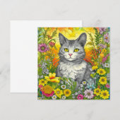 Whimsical Kat en Bloemen (Voorkant / Achterkant)