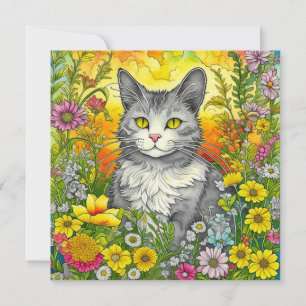 Whimsical Kat en Bloemen