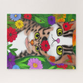 Whimsical Kat en Kitten Folk Art Kleurrijk Legpuzzel (Horizontaal)