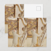 Whimsical kat harpist – Ansichtkaart Briefkaart (Voorkant / Achterkant)