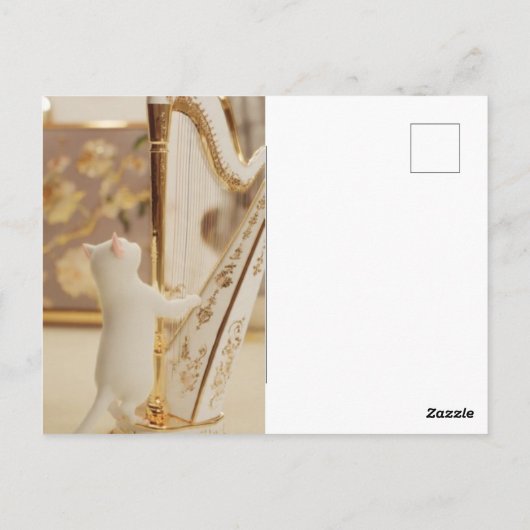 Whimsical kat harpist – Ansichtkaart Briefkaart (Achterkant)