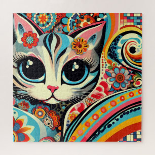 Whimsical Kat Mexicaanse Folk Art Talavera Stijl Legpuzzel