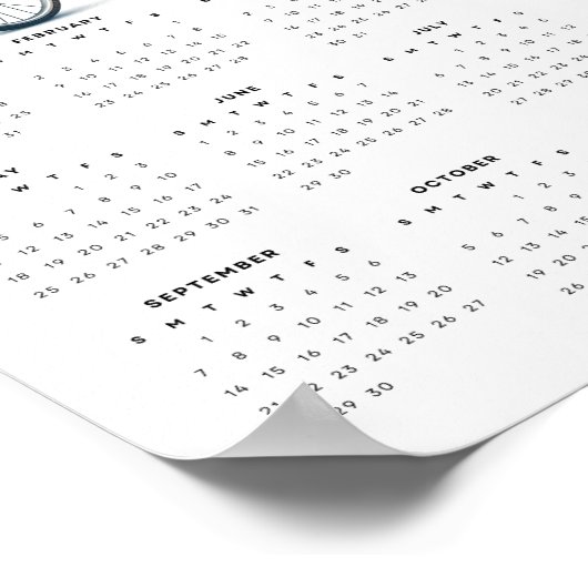 Whimsical Kat op een Fiets 2025 Muurkalender Poster (Hoek)