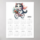 Whimsical Kat op een Fiets 2025 Muurkalender Poster (Voorkant)